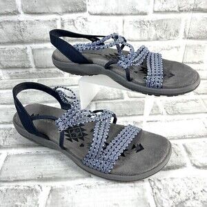 Skechers Reggae Slim Stretch Appeal Women’s Size 10 Blue Slip On Comfort Sandals